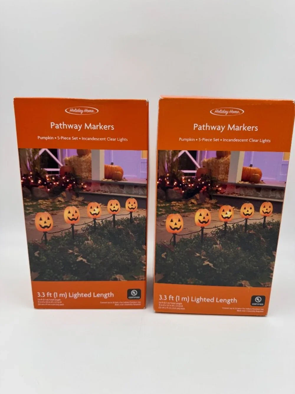 Holiday Home Pathway Markers 5-Piece Set Halloween Pumpkins 3.3 Ft Length
